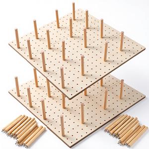 6 Pcs Wood Pegboard Drawer Organizer with 48 Pegs, Wooden Peg Board Drawer Shelf Organizer Adjustable Peg Drawers Organizers for Kitchen Dishes Plate Pegboard Food Containers(17x5.91, Wood)
