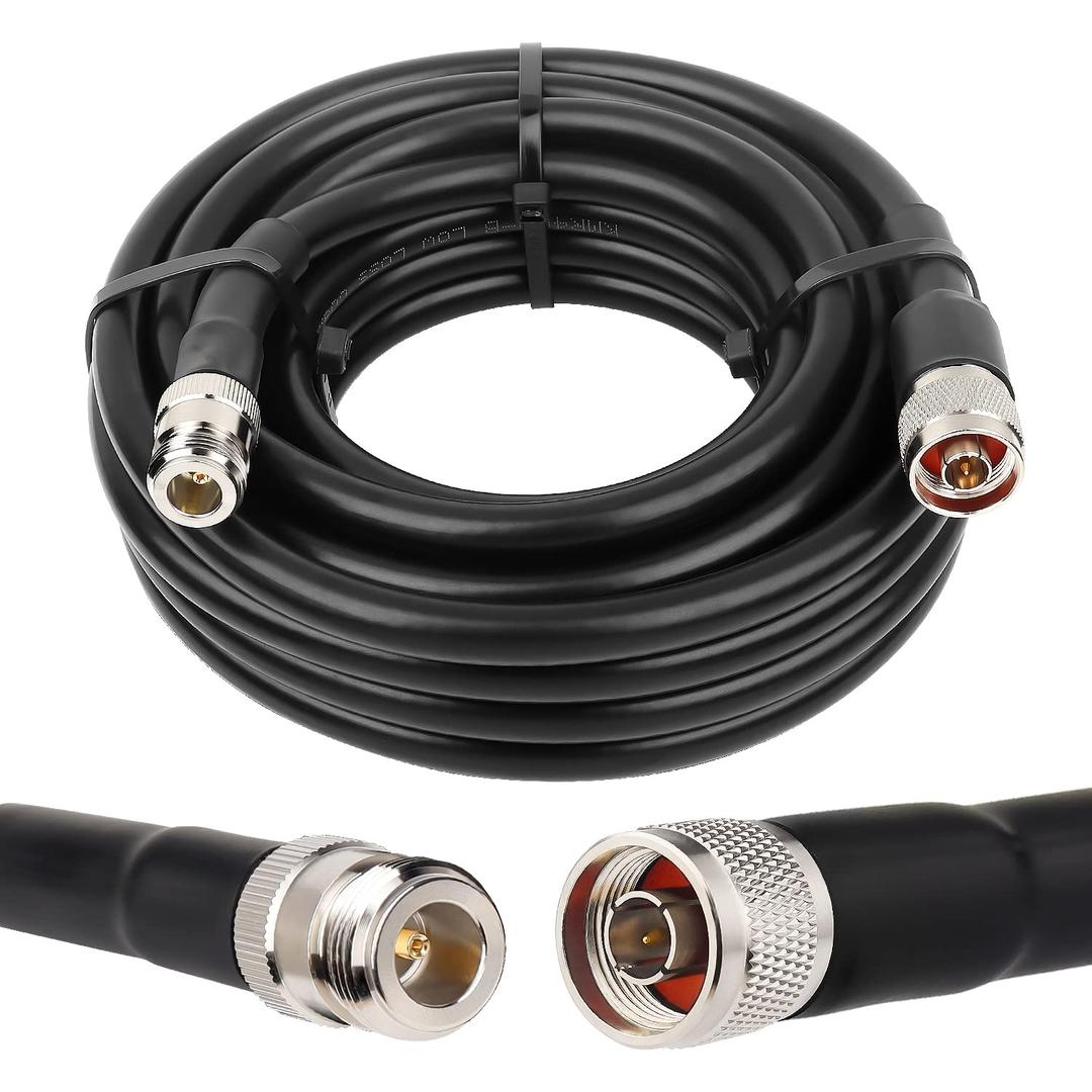 XRDS -RF KMR400 N Male to N Female Cable 25FT, 50 ohm KMR400 Low Loss Type N Female to Type N Male Extension Cable for WiFi/Ham Radio Antenna, Signal Booster, Router, Amplifier