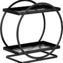 2 Tiers Bathroom Cosmetics Organizer Carbon Steel Utility Makeup Counter Shelf Skincare Organizers Rack for Bathroom Kitchen Dresser Living Room Bedroom (Black)