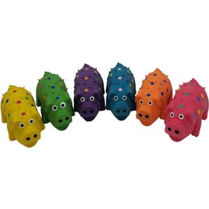 6 Pack 4 Inch Mini Latex Dog Squeaky Toys Polka Dot Piglet Pig Dog Toy for Mimi Small Dogs (Red & Orange & Yellow & Green & Blue & Purple)