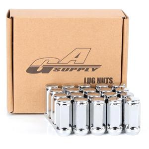 GAsupply 20pcs 1/2-20 Lug Nuts Long, 1/2 x20 Chrome Lug nut Closed End Bulge Acorn, Cone Seat 1.9 inch 48mm Tall 3/4 inch 19mm Hex (Silver)