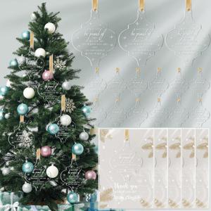 Kasyat 48 Set Christmas Employee Appreciation Gifts Bulk Acrylic Hanging Ornament Flat Lantern Ornament for Xmas Trees Coworker Nurse Teacher Volunteer Gift with Thank You Card(Be Proud Sign)