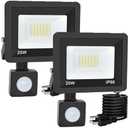 Motion Sensor Flood Light Outdoor, Plug in Motion Sensor Light with 4.9ft Cord, IP66 Waterproof Floodlights with Photocell 6000K Super Bright Security Light for Garden Patio (20W, 2Pcs)