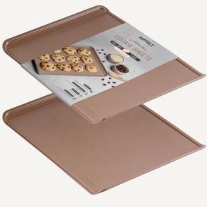 HAPPIELS 17 x 13 inch Cookie Sheets for Baking Nonstick Set of 2, PFOA free Cookie Sheet Set without rim, Cookie Sheets Non Stick, Half Sheet Pan for Oven without sides Non Toxic sheet without lip, 17'' Cookie Sheet Pan 2-Pack