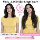 ALXNAN Long Wavy Hair Extensions for Women, Clip in Hair Extensions Clip Ins Soft Full Head Synthetic Hairpieces 20 Inch Black Brown