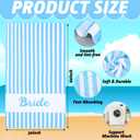 Breling 1 Pcs Bride Blue Striped Beach Towel for Honeymoon and Bachelorette Party, Bride Beach Towel Coastal Bridal Shower Gift Bridesmaid Favors Gift for Wedding Engagement Party Supplies (Classic)