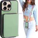 XANGNIER Wallet Case for iPhone 16 Pro Max, RFID Blocking PU Leather Crossbody Phone Purse with Card Holder, Zipper Pocket, Wrist Strap & Adjustable Lanyard for Women 6.9" 5G,Green