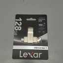 Lexar D40E 128GB Dual USB 3.2 Gen 1 Type-C Jump Drive, USB-C Flash Metal Housing Swivel Design Thumb Drive (Champagne Silver)