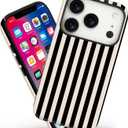 Magnetic for iPhone 17 Pro Case Cute Stripes Phone Case, Shockproof Slim TPU and Hard PC Protective Phone Cover Compatible with MagSafe Designed for Women Girls, Black and White