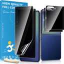 JZG 4 Pack for Samsung Galaxy Z Flip 7 Screen Protector, 2 Pack Inside Anti Spy Film + 2 Pack Front Tempered Glass With Fingerprint Compatibility, Bubble Free