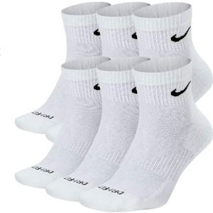 NIKE Plus Cushion Socks (6-Pair) (M (Men's 6-8 / Women's 6-10), Ankle(Quarter) White)