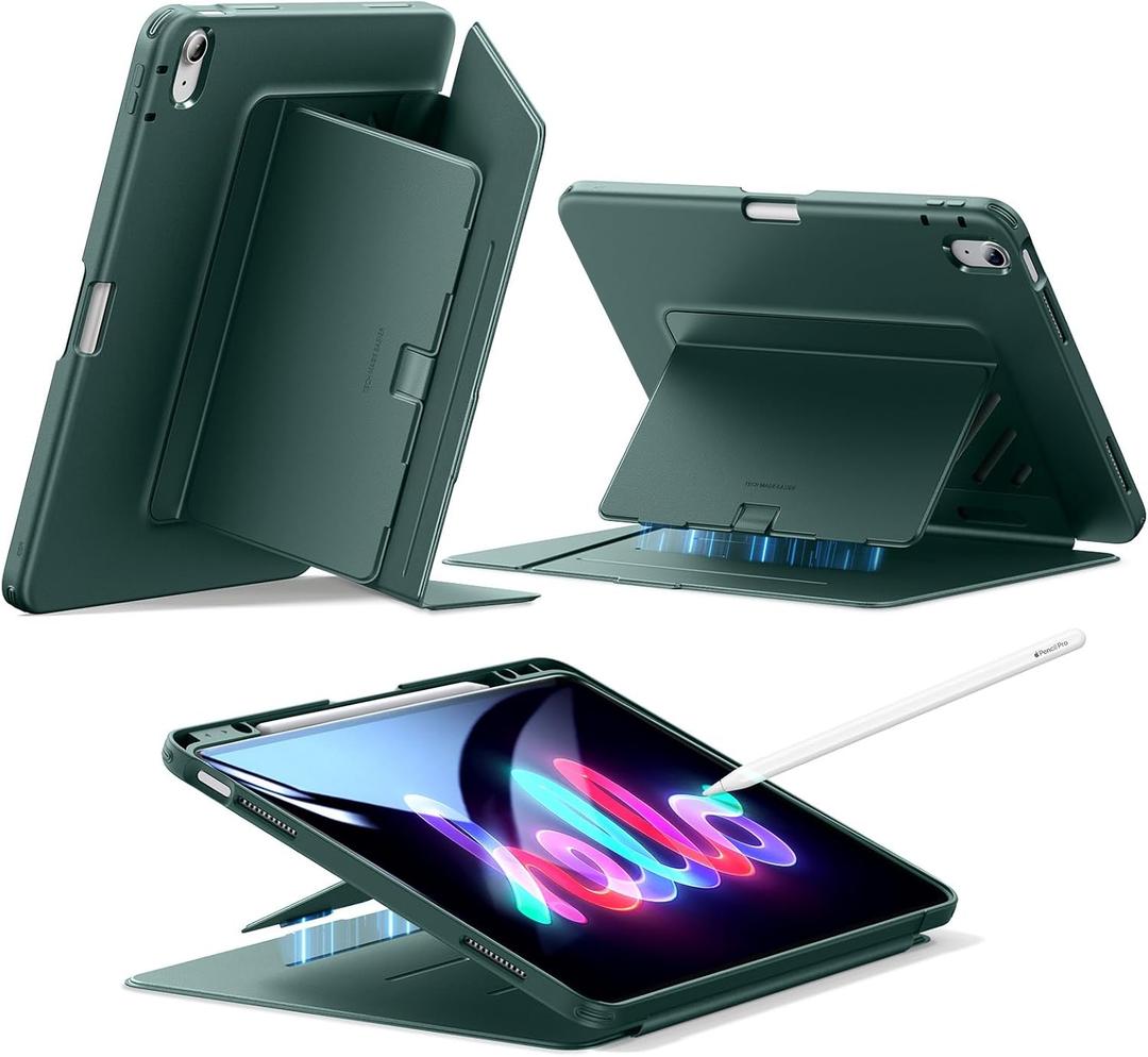 ESR for iPad Air 13 Inch Case M3/M2 (2025/2024), Vertical Stand Cover, Multi Stand Angles, Ultra-Stable Case for iPad Air 13 with Pencil Holder, Flip Series, Green
