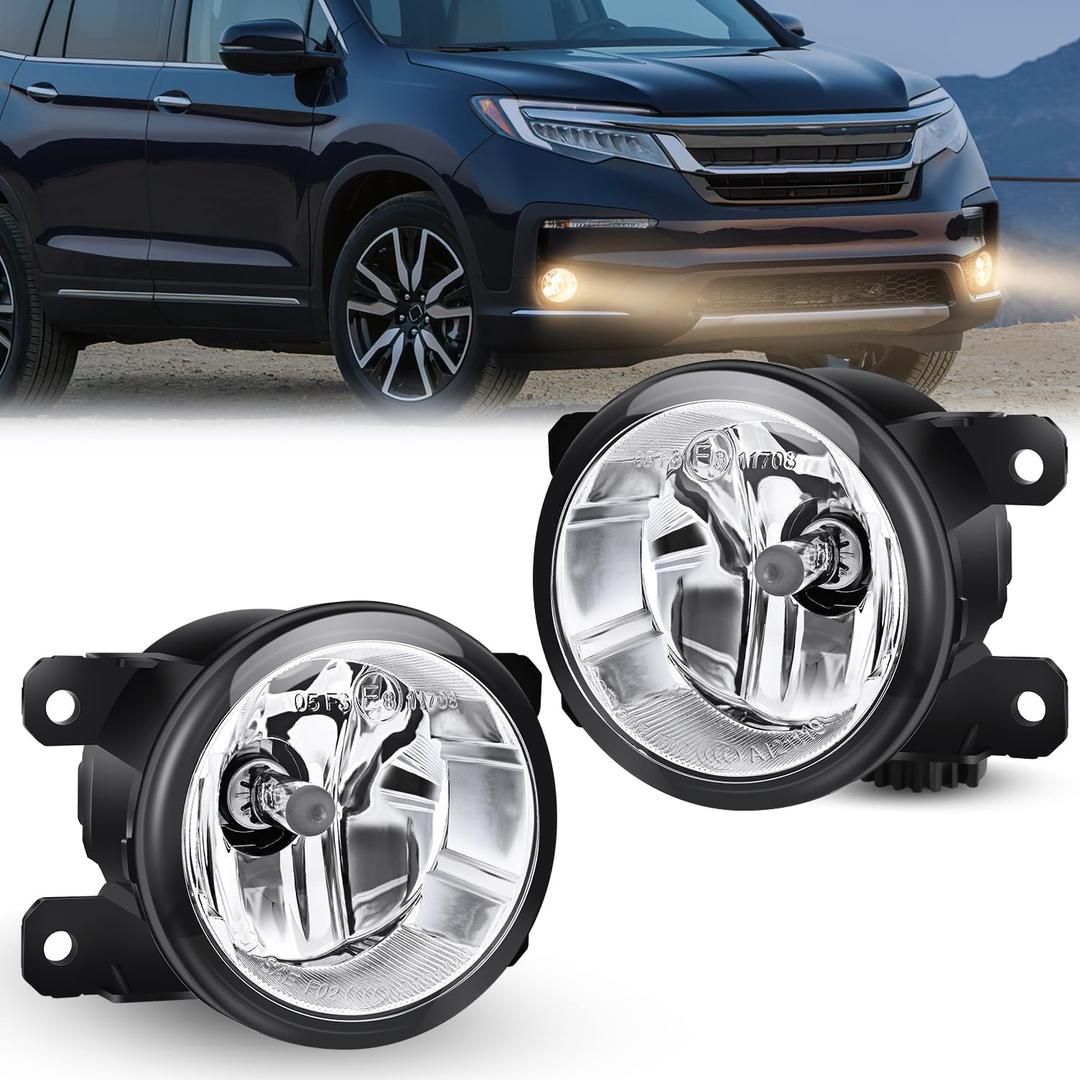 Nilight Fog Lights Assembly Compatible with 2013 2014 2015 2016 2017 2018 2019 2020 Honda City CRV CRZ Civic Crosstour Ram Promaster Jeep Cherokee Compass Acura TSX ILX RDX Chrysler
