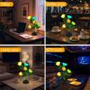 Upgraded Solar Garden Lights, 4 Pack Outdoor Solar Lights, New Round Panel for 40-Hour Runtime, Serve as Outdoor & Indoor Decor, 7-Color Changing Flower Lights, Waterproof for Patio Yard Decoration