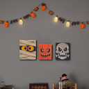 4 x Halloween Decorations Indoor - 3 PCS Wooden Ghost Halloween Signs Blocks for Table, Office, Tiered Tray, Fireplace Mantle