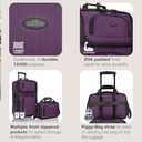 U.S. Traveler Rio Lightweight Softside Rolling Carry-on Suitcase, 2-Wheel Set, Purple, 21"/14"