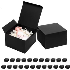 Mcfleet Black Gift Boxes with Lids 6x6x4 Inches 25 Pack Groomsmen Proposal Cardboard Craft Gift Box for Christmas, Wedding, Graduation, Holiday, Birthday Presents Packaging