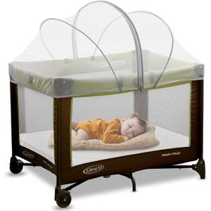 Pack and Play Cover - Mosquito Net Cover for Pack n Play/Travel Crib/Mini Crib/Playpen to Keep Cats Out - Breathable Baby Mosquito Net with 2-Way Zipper (White-Large)