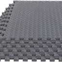 TCE AUPM002GY Interlocking Foam Mat Protective Exercise Workout Puzzle Floor Mat Tiles for Home Gym Equipment - 6 Pieces, 24 Square feet, Gray (Grey)