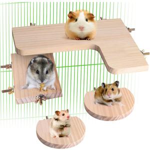 Chinchilla Cage Accessories Hamster Accessories, Chinchilla Toys Wood Platform Dwarf Hamster Cage Board, Chinchilla Cage Sturdy Standing and Jumping Wooden Board for Parrot Cage Rat Cage (Board)