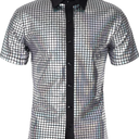 Mens 70s Shirt Short Sleeve Sequin Button Down Top Party Disco Outfit L