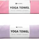 Eunzel 2 Pack Hot Yoga Towel with Grip Dot, Non Slip Yoga Mat Towe Sweat Absorbent Towel for Hot Yoga,Bikram, Pilates and Fitness 72" x 24", Taro Purple/Pink