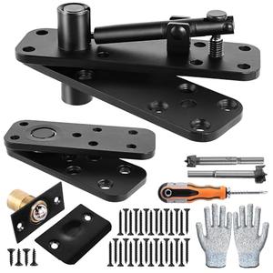 TopDirect Thicker Hidden Door Hinge, 570 LBS Load-Bearing Heavy Duty Pivot Door Hinges, Black Murphy Door Hinge Hardware Kit 360°Rotation, Swinging Hinges for Secret Door Hidden Bookcase