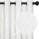 Deconovo Blackout Grommet Silver Pattern Printed Curtains, Pure White, 52W x 72L