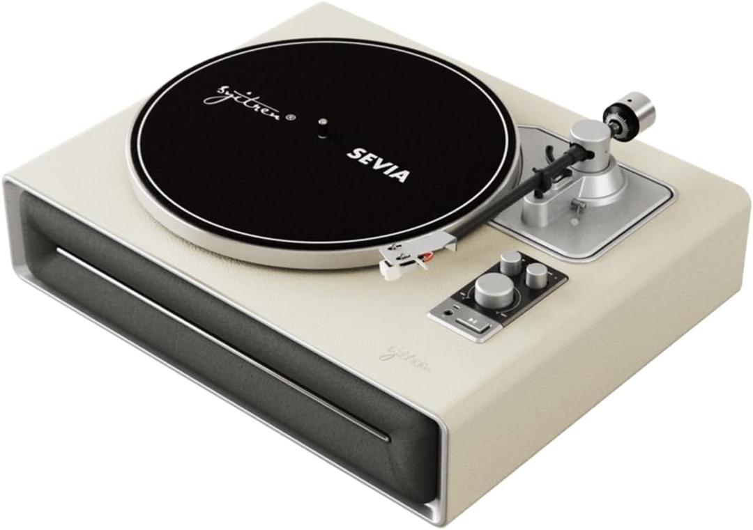 syitren SEVIA Record Player Vintage Turntable for Vinyl Records with Built-in Speakers Bluetooth Retro Phonograph