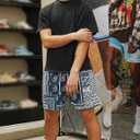 Mens Running Quick-Dry Mesh Gym Shorts with Paisley Design Lightweight Athletic Casual Shorts,Pockets for Outdoor (Blue, XS)