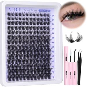 ALICE Lash Clsusters Kit Wispy Cluster Eyelash Extension Kit 168pcs 10-18mm Natural Lash Extension Kit Thin Band Individual Lashes Kit with Lash Glue Bond and Seal DIY at Home