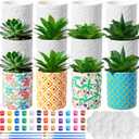 Zubebe 12 Pcs Paint Your Own Ceramic Pots Bulk Unfinished Succulent Pots Craft Kit with Drainage Hole Mini Paintable Plant Vase Ready to Paint Planter for Cactus DIY Craft(Mandala)