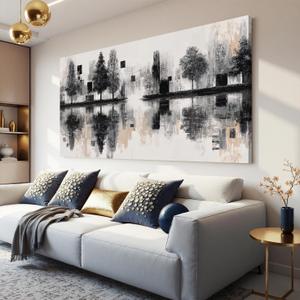 Abstract Landscape Wall Art Decor 20"x40" Black Tree Wall Art For Bedroom
