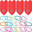 32 Sets Valentines Bracelets with Cards Student Valentines Favors from Teacher Our Class Would Knot Be the Same Without You Adjustable Stretch Beaded Friendship Bracelet Classroom Gifts