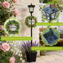 59" Solar Lamp Post with Planter 2-in-1, Solar Post Lights Outdoor Waterproof, Dusk to dawn Warm Yellow Lights, Outdoor Planter for Real or Fake Flowers, Solar Lights for Lawn, Patio, Front/Back Door, With Wreath Welcome Sign