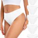 RHYFF Womens Underwear Cotton High Cut Panties Comfort Bikini Panty Stretch Hipster Underpants Breathable Ladies Briefs Small (White)