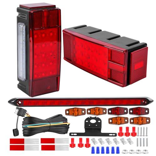 EXERAUO Boat LED Trailer Lights Kit, Submersible Trailer Light, Stop Brake Backup Reverse Lights with Marker Lights, 3rd Light Bar and Wiring Harness for Boat Truck Camper