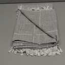 JIALE Heavy Duty Table Cloth Cotton Linen Waterproof Tablecloths Farmhouse Tablecloth, Soft and Wrinkle Free Table Cover with Tassels, Square, 55''x55'', Grey Gingham