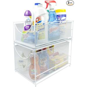 Cabinet Organizer Set—Mesh Storage Organizer with Pull Out Drawers—Ideal for Countertop, Cabinet, Pantry, Under the Sink, Desktop and More (White Two-Piece Set)
Amazon's Choice