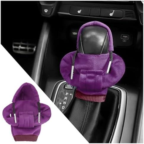 YGDMD Car Gear Shift Cover, Cute Gear Shift Knob Cover with Fashionable Mini People Design, Universal Gears Shifts Hoodie for Most Car Gears Shifts Levers Cars Interior Accessories (Purple)