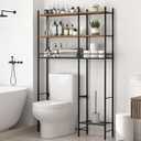 Extra Wide Over The Toilet Storage – 37.5" W, 4-Tier Bathroom Organizer Shelf with Extra Side Shelf and 2 Drain Baskets, Space Saver Storage for Bathroom, Balcony, Living Room (Black)