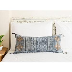 Extra Long Lumbar Pillow Cover (12 X 28 inches) | Hand Woven Cactus Silk Pillow Cover | Rustic Dcor Bohemian Cushion Cover | Modern Farmhouse Bohemian Pillow Case | Decorative Throw Pillow Cover (Design 4)