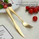 Evanda Gold Steak Knives Set 24 Piece, Gold Titanium Plating Stainless Steel 12 Dinner Forks and 12 Dinner Knives Set, Steak Knives Steak Forks, Dishwasher Safe