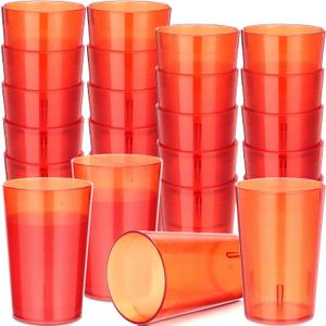 Meanplan 48 Pack Restaurant Grade 8oz Plastic Cup Break Resistant Drinking Glasses Are Reusable, Stackable and Shatterproof Drink Tumblers for Cafe Party and Catering Supplies (Red)