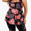 Hanna Nikole Women's Plus Size Tankini Swimsuits Two Piece Bathing Suit Flowy Rash Guard Swimwear with Capris Shorts. Size 20 W