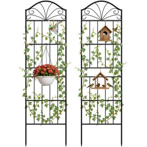 VOXOR Metal Trellis for Climbing Plants Outdoor, 60 * 19.7 Inch Tall Garden Trellis with Black Rustproof Coating, Decorative Rose Trellis for Climbing Roses, Vines, and Flowers, 2 Pack