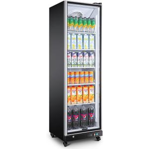 BODEGACOOLER Commercial Beverage Refrigerator with Glass Door,12.5 Cu.Ft Commercial Drink Refrigerator,Upright Large Display Merchandiser Beverage Bar Cooler with Soft LED Light,Adjustable Shelves (380L)