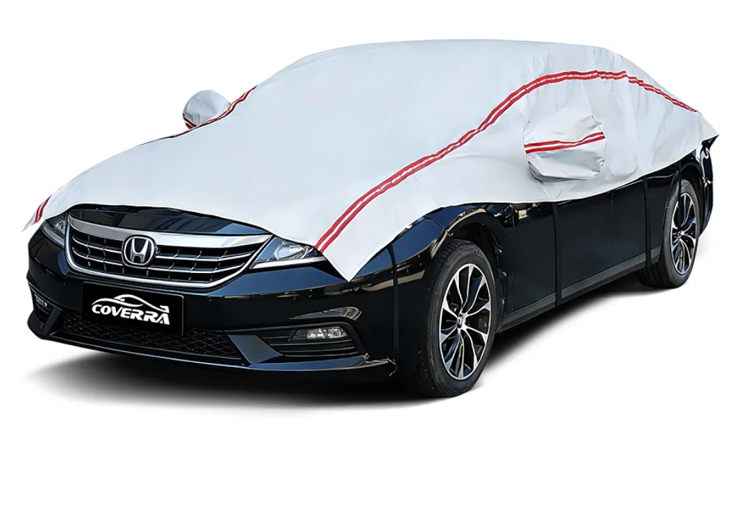 Half Car Cover Top, Windshield & Sunroof Cover for Ice and Snow with Cotton Liner, Hail Protector Car Cover Waterproof All Weather for Snow, Sun, Rain, Dust, Fit Sedan Universal