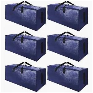 9 Pack Extra Large Moving Bags with Strong Zippers & Carrying Handles, Heavy Duty Storage Tote for Space Saving Moving Storage, Fold Flat, Alternative to Moving Box (Navy Blue)