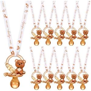 Coume 36 Pcs Baby Shower Pacifiers Necklace Bear Bottle Acrylic Baby Pacifiers Party Favors Acrylic Pacifiers Charm Necklace for Guest Baby Shower Gifts Table Scatter Decorations
